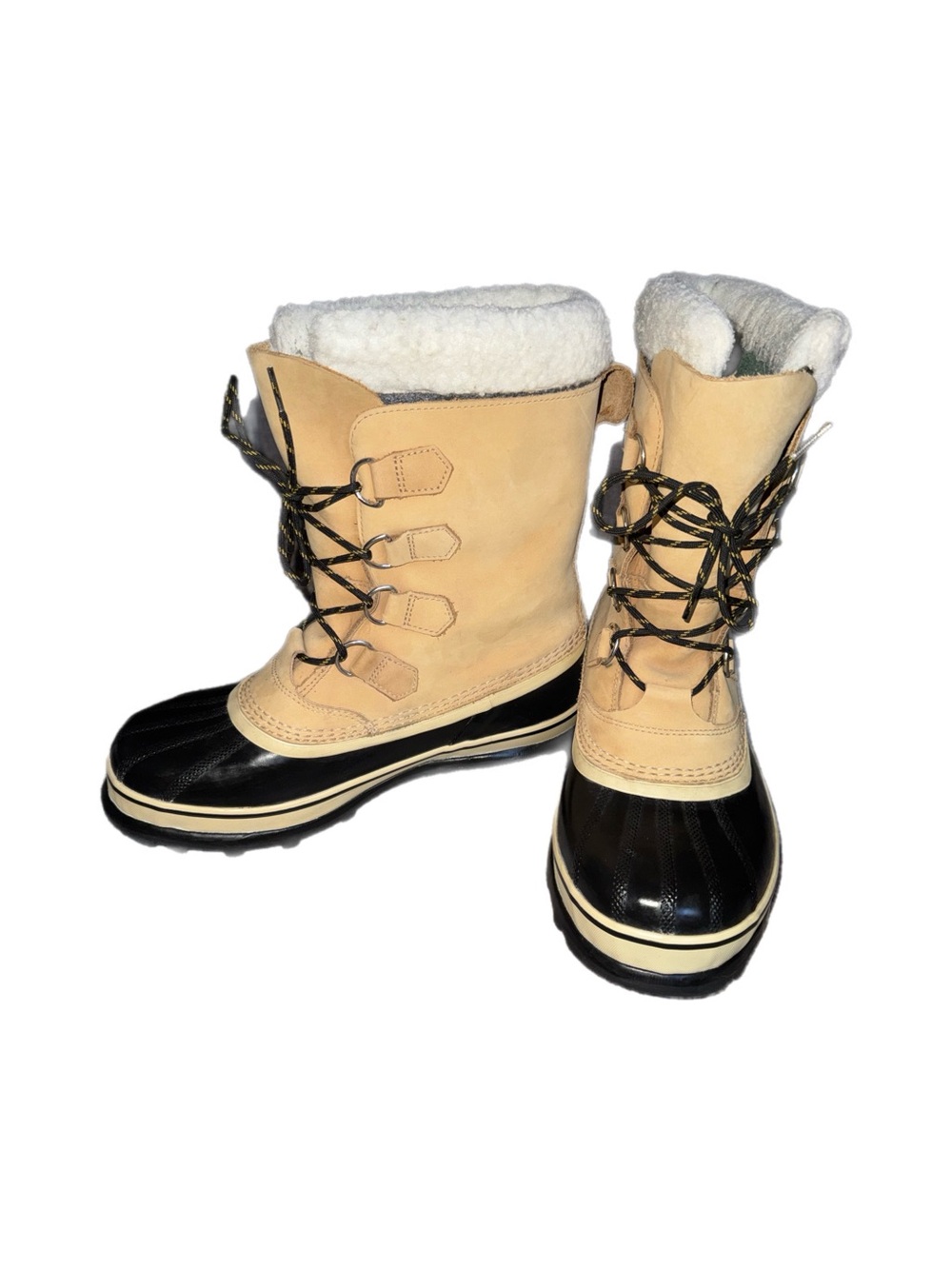 Mens Sorel caribou Tan and Black Lace-Up Winter Boots size 9